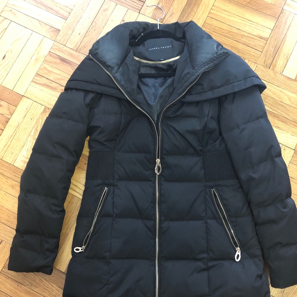 Beautiful Ivanka Trump black winter coat
